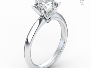Diamond Engagement Ring with the Six-prong Setting 3D 모델
