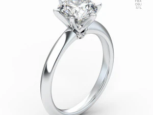 Diamond Engagement Ring with the Six-prong Setting 3D Model