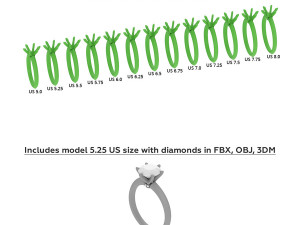 Diamond Engagement Ring with the Six-prong Setting 3D 모델
