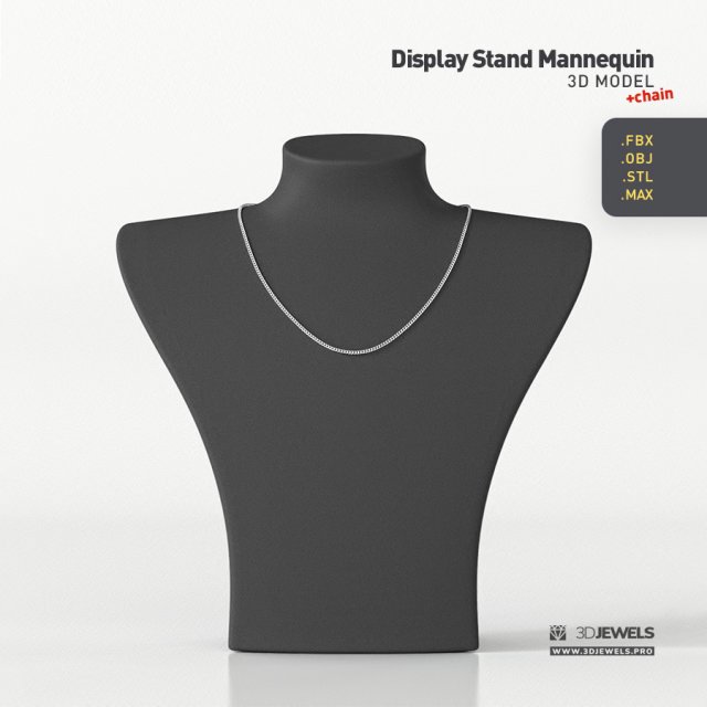Display Stand for Beads Necklaces Pendant Neck Mannequin Jewelry 3D Model .c4d .max .obj .3ds .fbx .stl .blend 