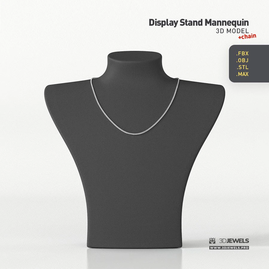 Display Stand for Beads Necklaces Pendant Neck Mannequin Jewelry 3D Model .c4d .max .obj .3ds .fbx .stl .blend 