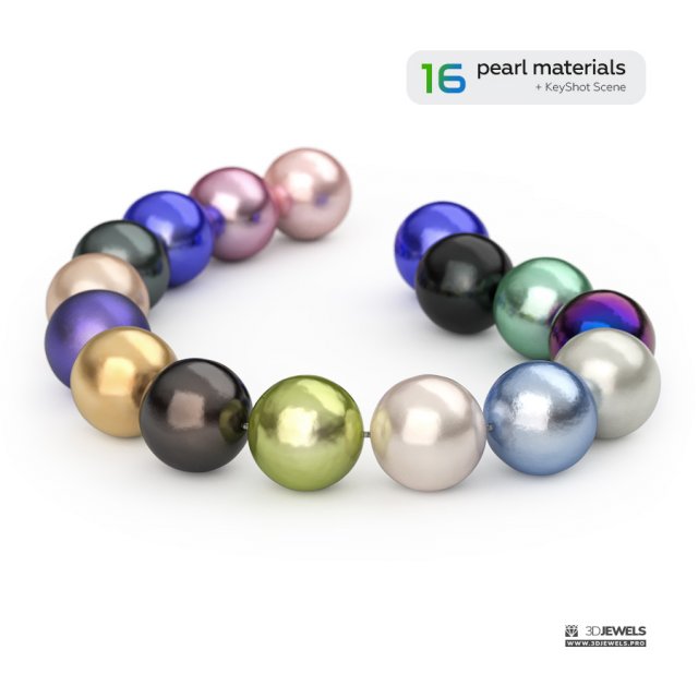16 Pearl Materials with KeyShot Scene Setup for Jewelry Design 3Dモデル .c4d .max .obj .3ds .fbx .stl .blend 