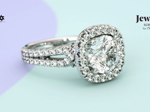 보석 렌더링을 위한 Octane Render 장면 설정을 갖춘 Cinema 4D 3D 모델