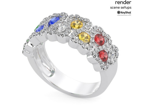 Bright KeyShot Scene Setups for Jewelry Visualization 3D Model