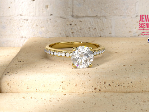 Jewelry Rendering Scene Setups with Travertine for Cinema 4D and Octane Render 3D Model