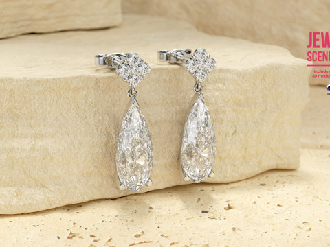 Jewelry Rendering Scene Setups with Travertine for Cinema 4D and Octane Render 3D Model