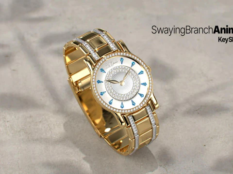 흔들리는 가지 애니메이션을 사용한 KeyShot의 주얼리 장면 3D 모델