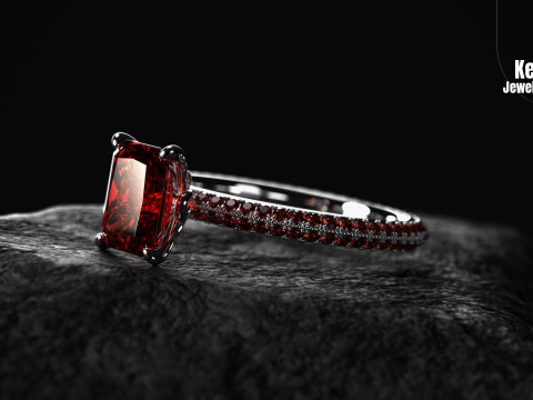 Adegan KeyShot untuk Rendering Perhiasan di Batu Hitam Model 3D