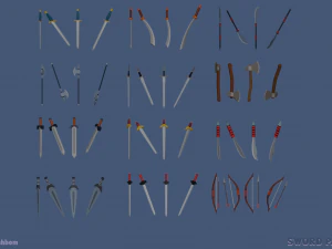 Пакет меч-зброя 3D Модель