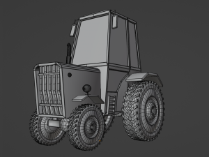 Old rusty tractor Low-poly 3D Model
