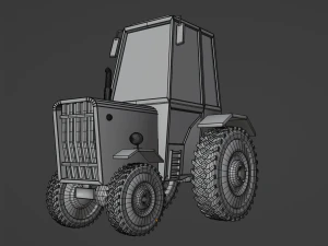 Old rusty tractor Low-poly 3D Model