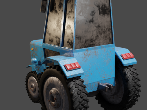 Old rusty tractor Low-poly 3D Model