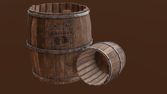 Low Poly realistic barrel 3D Model .c4d .max .obj .3ds .fbx .stl .blend 