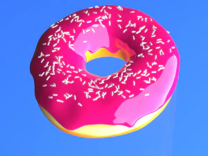 R&oacute;żowy pączek z białą posypką Model 3D