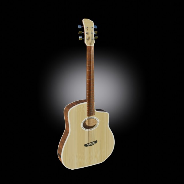 Acustic guitar low-poly PBR game ready 3D Model .c4d .max .obj .3ds .fbx .stl .blend 