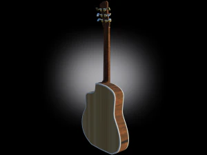 Pronto para jogo PBR de guitarra ac&uacute;stica low-poly Modelo 3D
