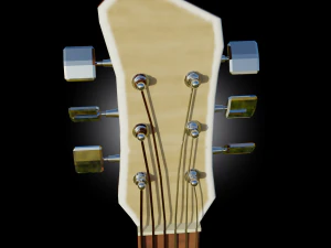 Pronto para jogo PBR de guitarra ac&uacute;stica low-poly Modelo 3D
