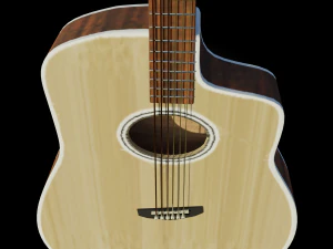 Pronto para jogo PBR de guitarra ac&uacute;stica low-poly Modelo 3D