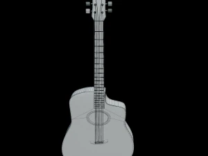 Pronto para jogo PBR de guitarra ac&uacute;stica low-poly Modelo 3D