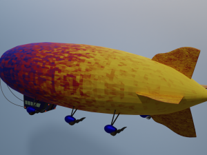 Airship PBR low poly animated Model 3D