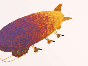 Airship PBR low poly animated 3D Model