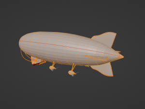Airship PBR low poly animated 3D Model