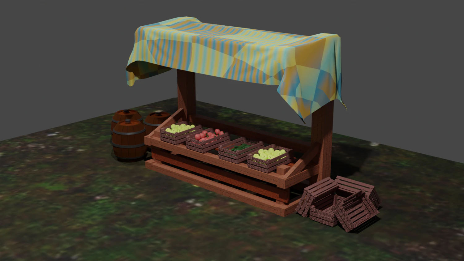 Shop pack in medieval style PBR Low poly game ready 3D Model .c4d .max .obj .3ds .fbx .stl .blend