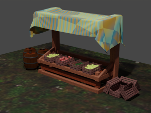 Shop pack in medieval style PBR Low poly game ready Modelo 3D