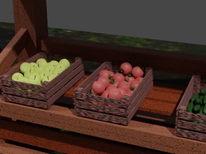 Shop pack in medieval style PBR Low poly game ready 3D Model