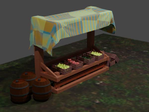Shop pack in medieval style PBR Low poly game ready 3D Model