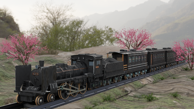 Locomotive c5795 PBR Low poly game ready Modelo 3D .c4d .max .obj .3ds .fbx .stl .blend 