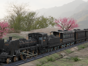 Locomotive c5795 PBR Low poly game ready 3D Model