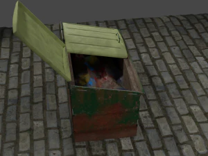 Trash cans conteiners PBR Low-poly game ready 3D Model