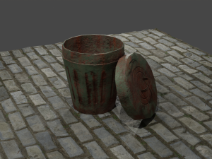 Trash cans conteiners PBR Low-poly game ready Modelo 3D