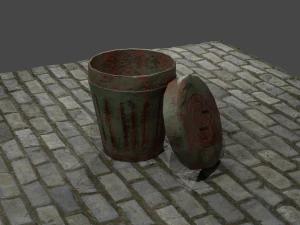 Trash cans conteiners PBR Low-poly game ready 3D Model
