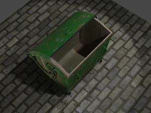 Trash cans conteiners PBR Low-poly game ready 3D Model