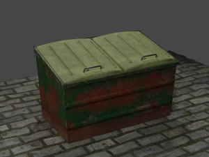 Trash cans conteiners PBR Low-poly game ready 3D Model