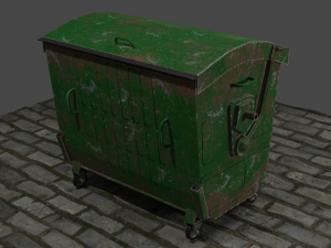Trash cans conteiners PBR Low-poly game ready Modelo 3D