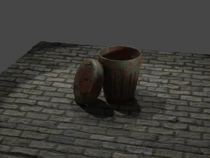 Trash cans conteiners PBR Low-poly game ready 3D Model
