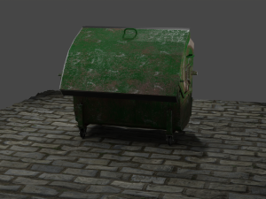 Trash cans conteiners PBR Low-poly game ready Modelo 3D