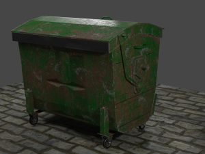Trash cans conteiners PBR Low-poly game ready Modelo 3D