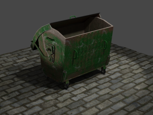 Trash cans conteiners PBR Low-poly game ready Modelo 3D