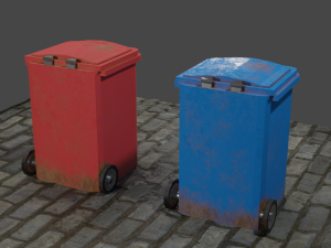Trash cans conteiners PBR Low-poly game ready Modelo 3D