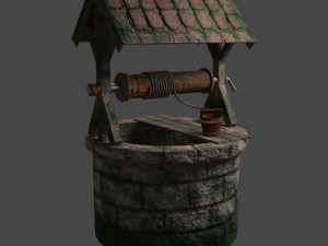Medieval well pack low-poly PBR game ready Modelo 3D