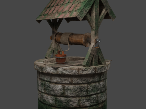 Medieval well pack low-poly PBR game ready Modelo 3D