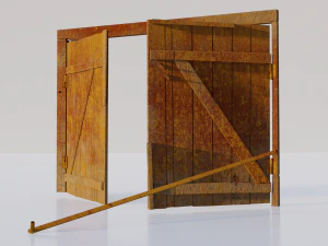 Portões antigos PBR Low-poly Modelo 3D