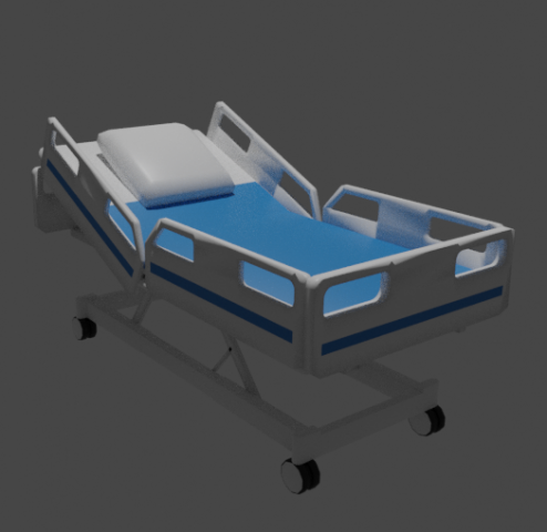 Medical bed Low Poly 3D Model .c4d .max .obj .3ds .fbx .stl .blend 