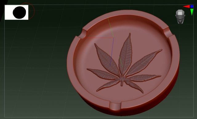 Ashtray with Marijuana leaf 3D Print Model .c4d .max .obj .3ds .fbx .stl .blend 