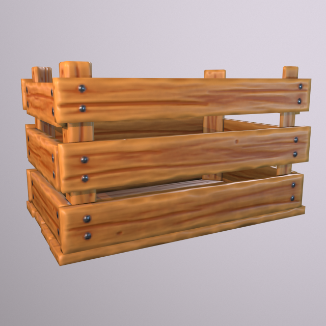 Stylized wood crate 3D Model .c4d .max .obj .3ds .fbx .stl .blend 