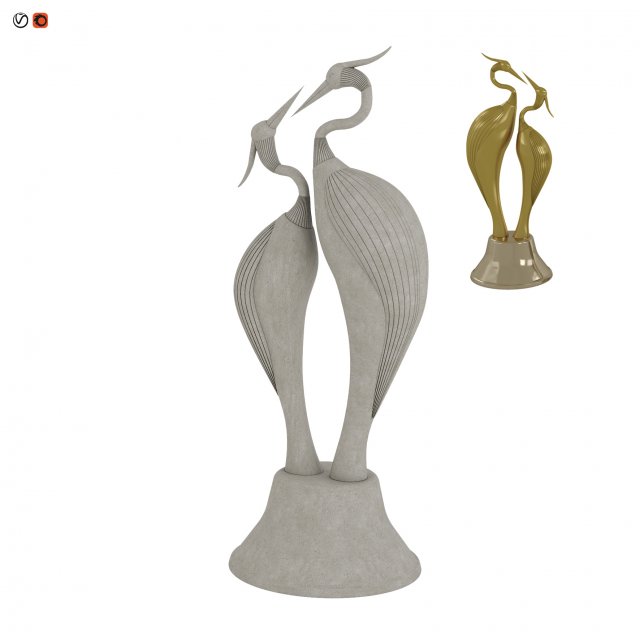 Sculpture birds 3D Model .c4d .max .obj .3ds .fbx .stl .blend 